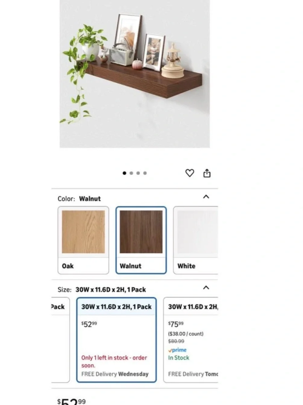 Walnut Floating Wall Shelf